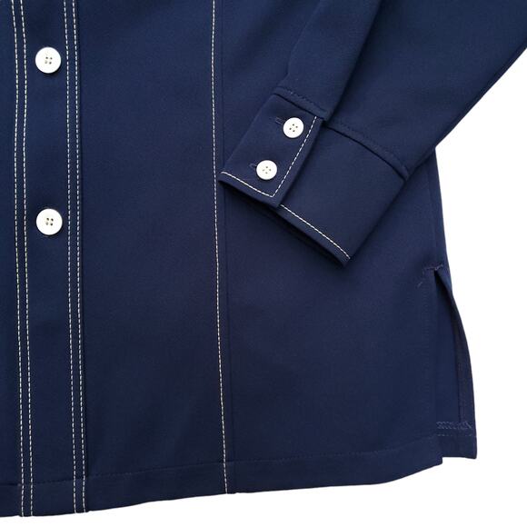 Vintage JC Penney Blue Pointed Collar Polyester Shirt Jacket Shacket Sz XL - Picture 4 of 10